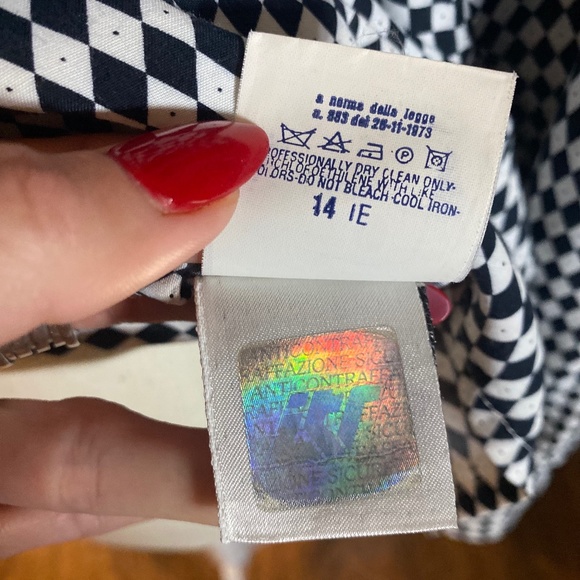 Women's Vintage Versace Diamond Checkered Button Down - Picture 13 of 14